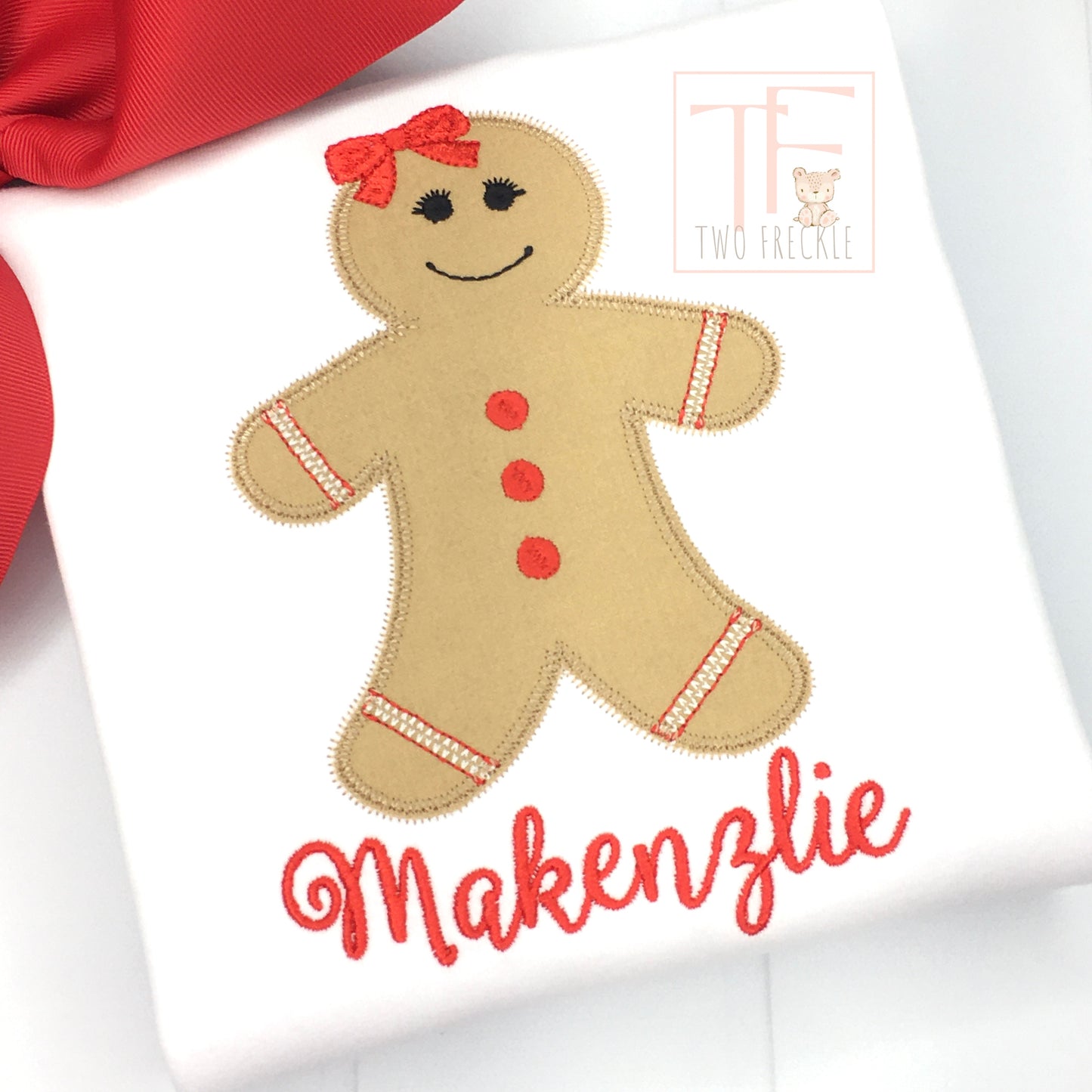 Gingerbread Man & Girl Christmas Applique Shirt