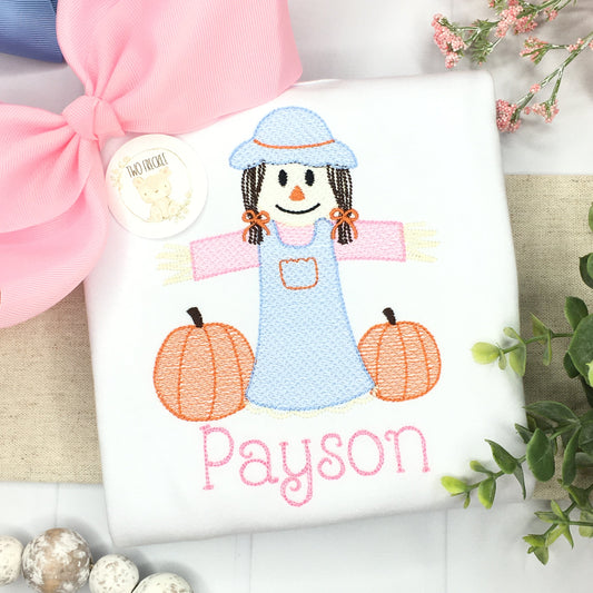 Cute Scarecrow Girl Embroidered Shirt