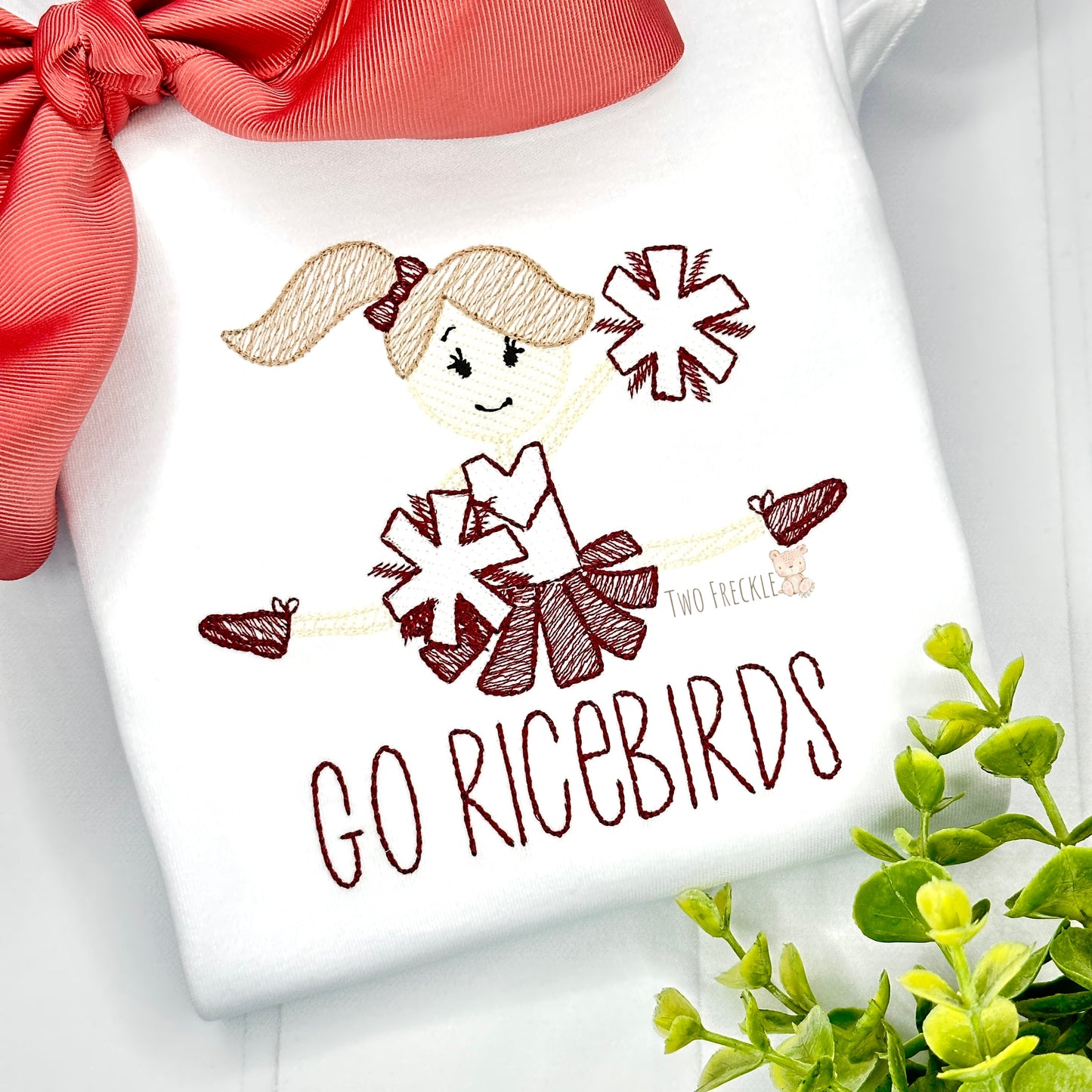 Jumping Cheerleader Embroidered Shirt
