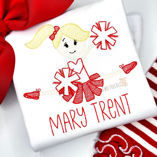 Jumping Cheerleader Embroidered Shirt