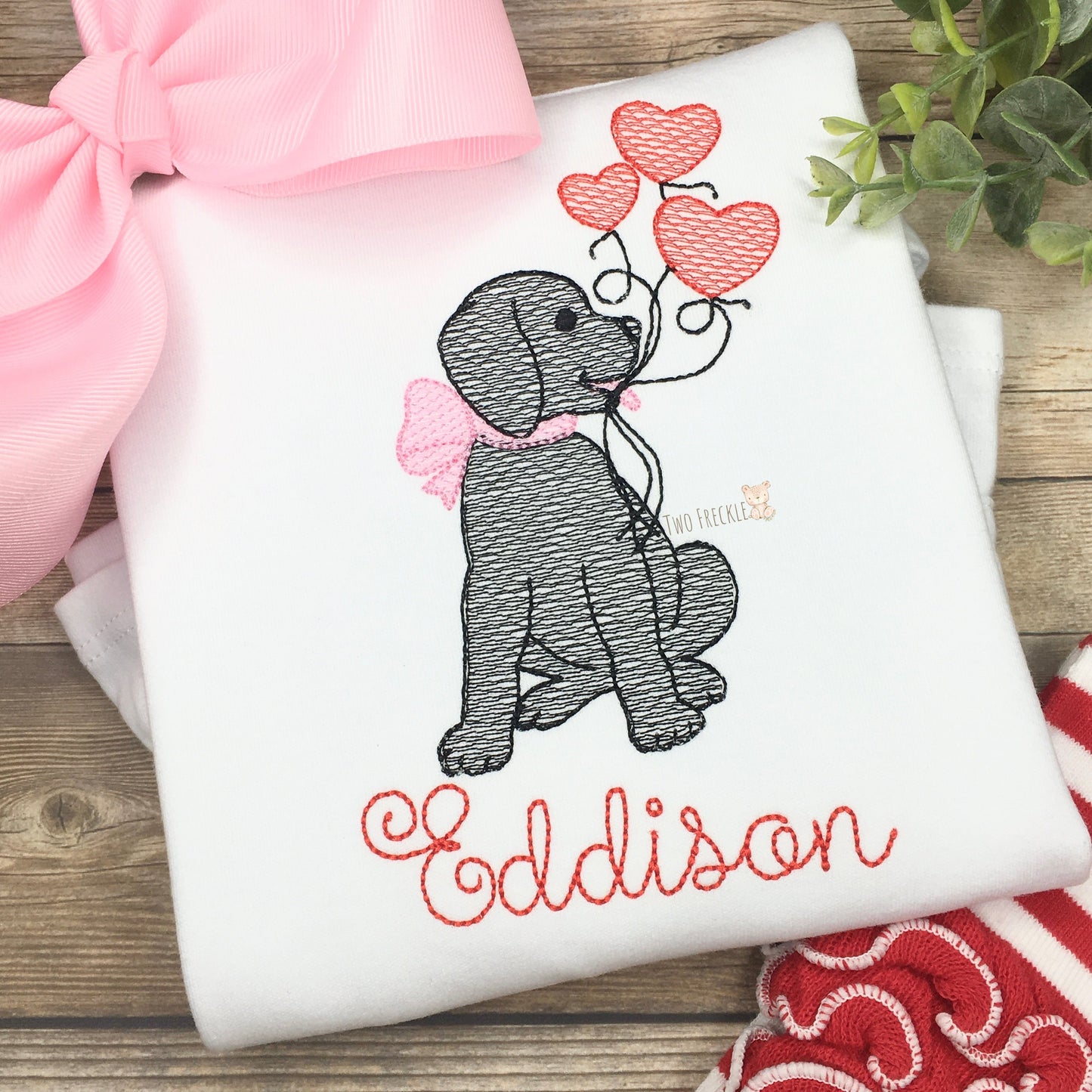 Puppy with Balloon Hearts Valentine's Day Shirt