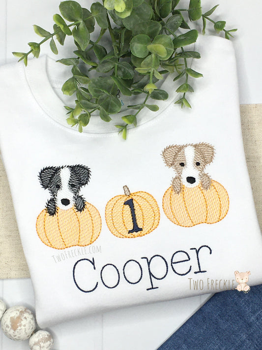 Fall Puppy Embroidered Shirt