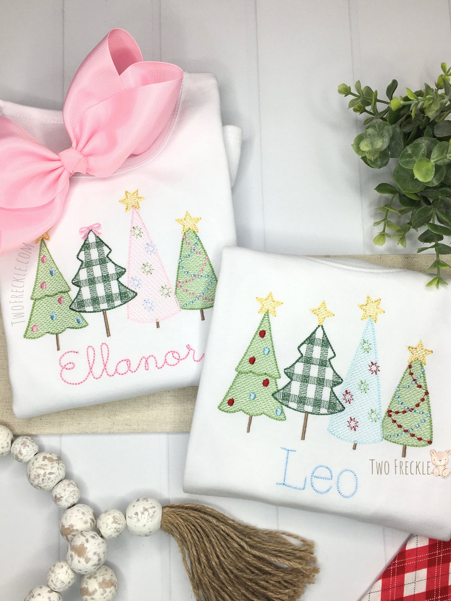 Blue Whimsical Christmas Tree Farm