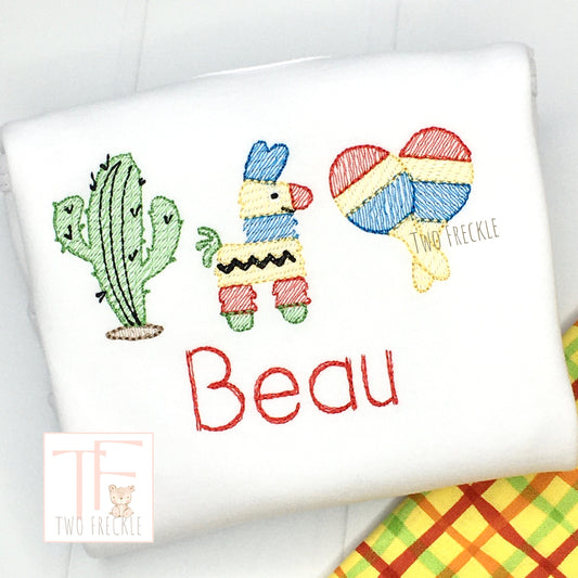 Cactus Pinata Maraca Fiesta Embroidered Shirt