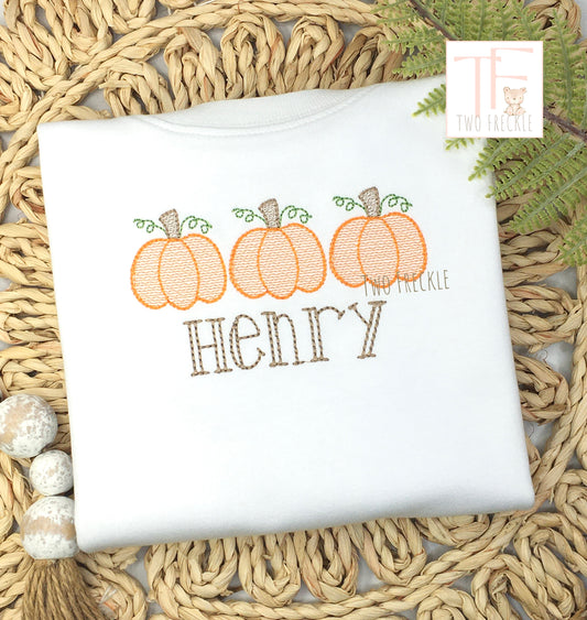 Pumpkin Trio Embroidered Shirt