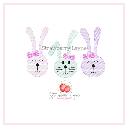 Girls Silly Easter Bunny Trio Embroidered Shirt