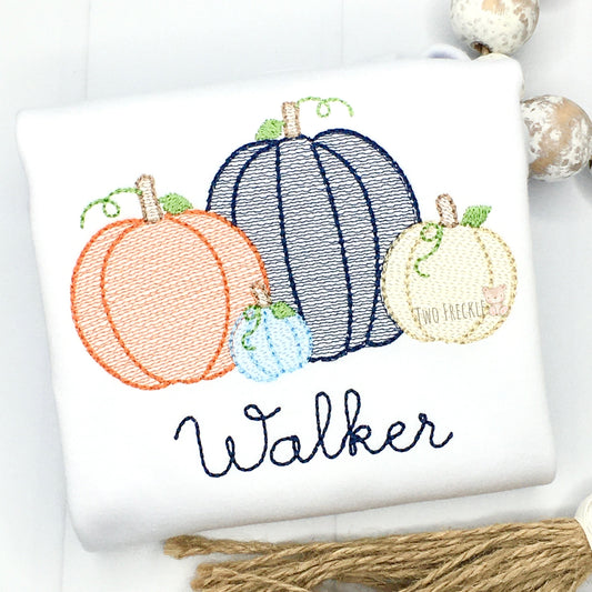 Boys Pile of Pumpkins Embroidered Shirt