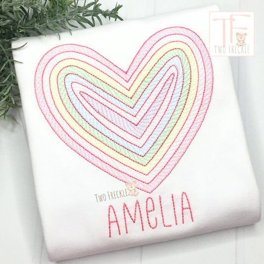 Girls Layered Heart Embroidered Shirt