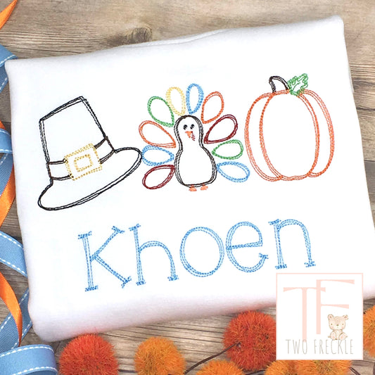 Scribble Hat, Turkey, Pumpkin Trio