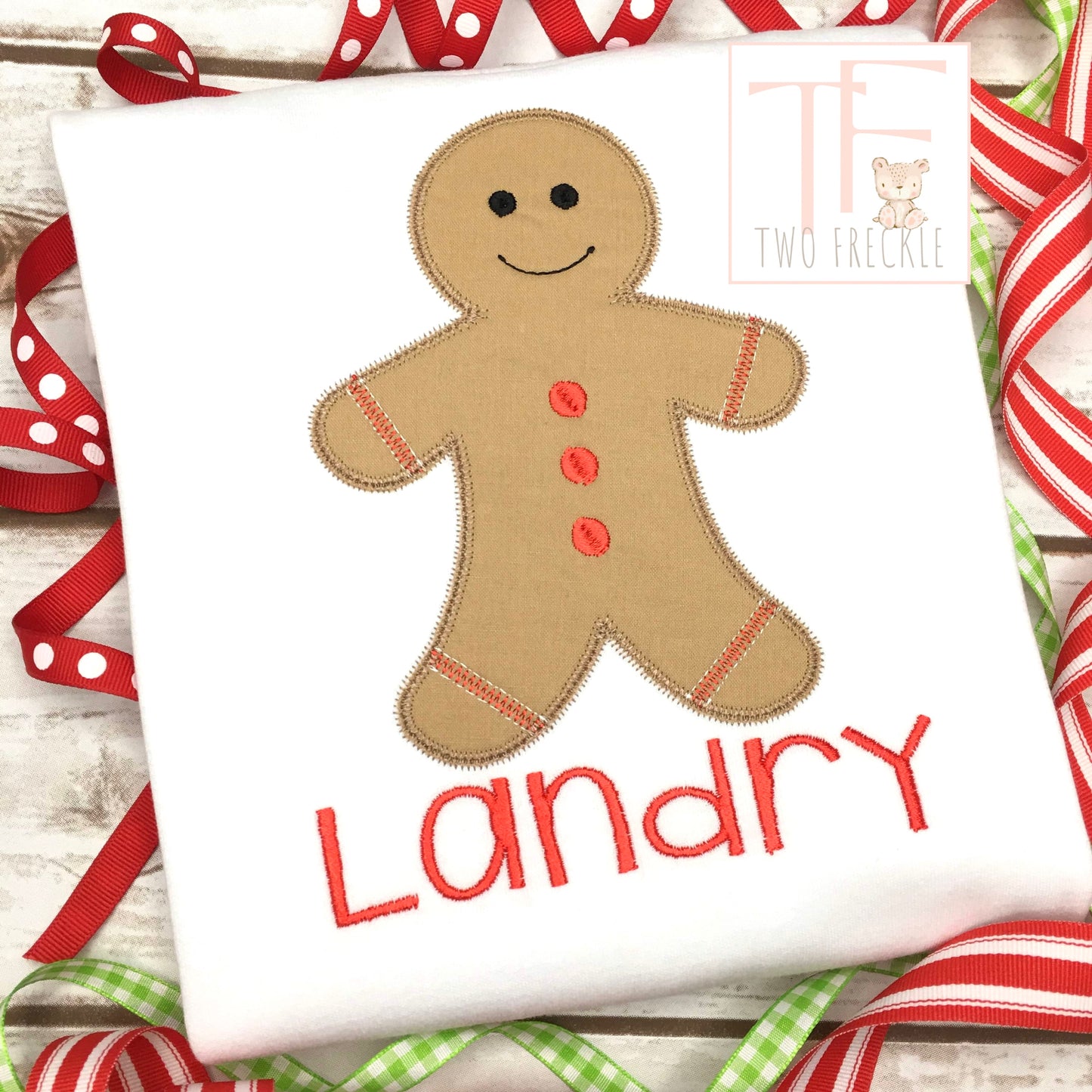 Gingerbread Man & Girl Christmas Applique Shirt