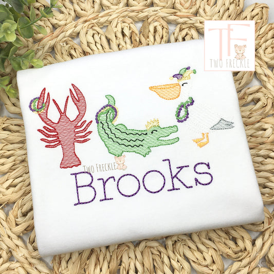 Kids Mardi Gras Embroidered Shirt