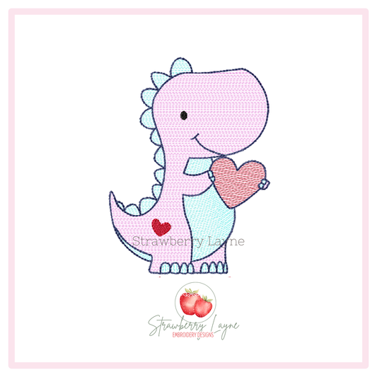 Girls Valentine's Day Dinosaur Shirt