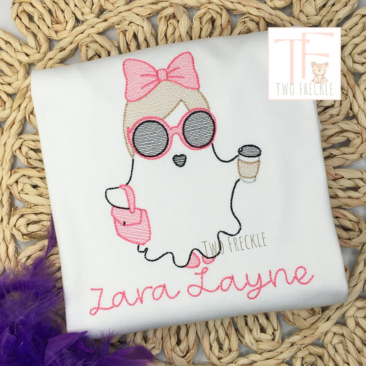 Girls Personalized Halloween Diva Ghost Shirt