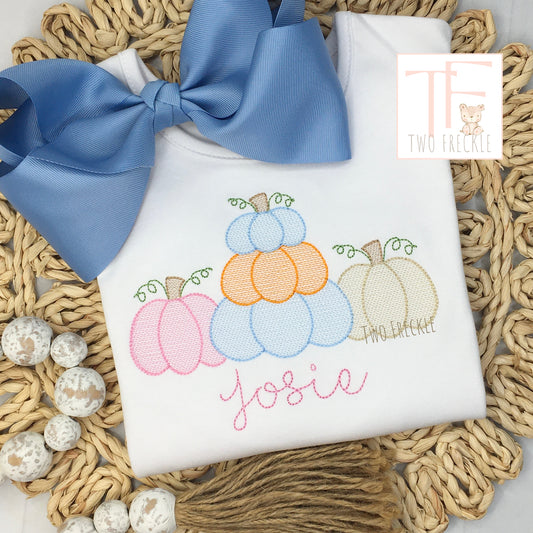 Sketch Pumpkin Patch Embroidered Shirt