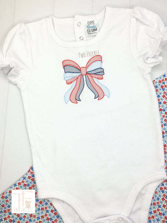 Patriotic Bow Embroidered Bodysuit Size 12-18 months