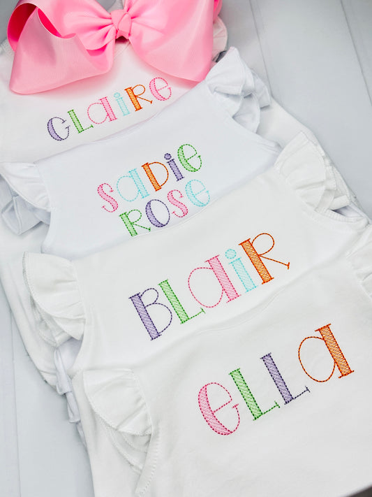 Girls Colorful Monogrammed Bubble
