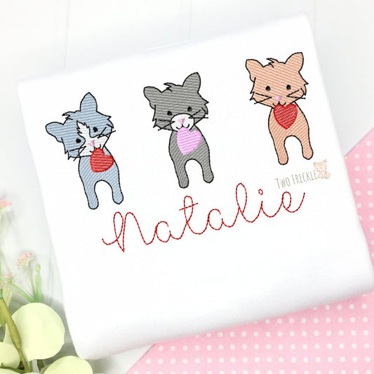 Girls Valentine's Day Kitten Shirt