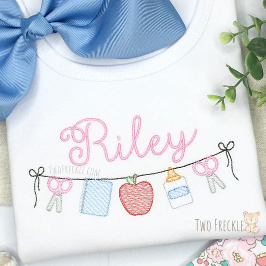 Personalized School Supplies Bunting Embroidered Shirt