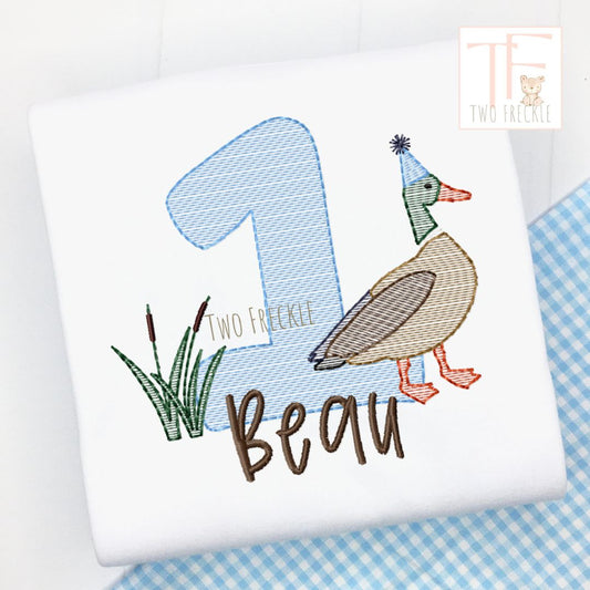 Mallard Duck with One First Birthday Shirt