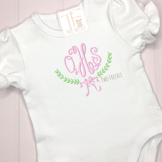 Laurel Frame with Bow Monogrammed Shirt