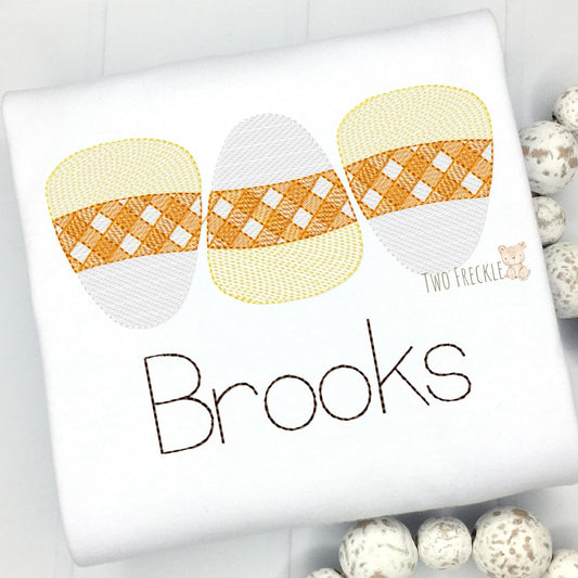 Boys Gingham Candy Corn Embroidered Shirt