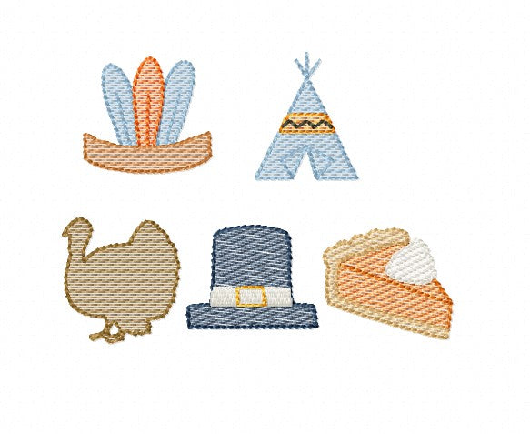 Turkey, Pilgrim Hat, Sweet Potato Pie Embroidered Shirt - Pick your Items