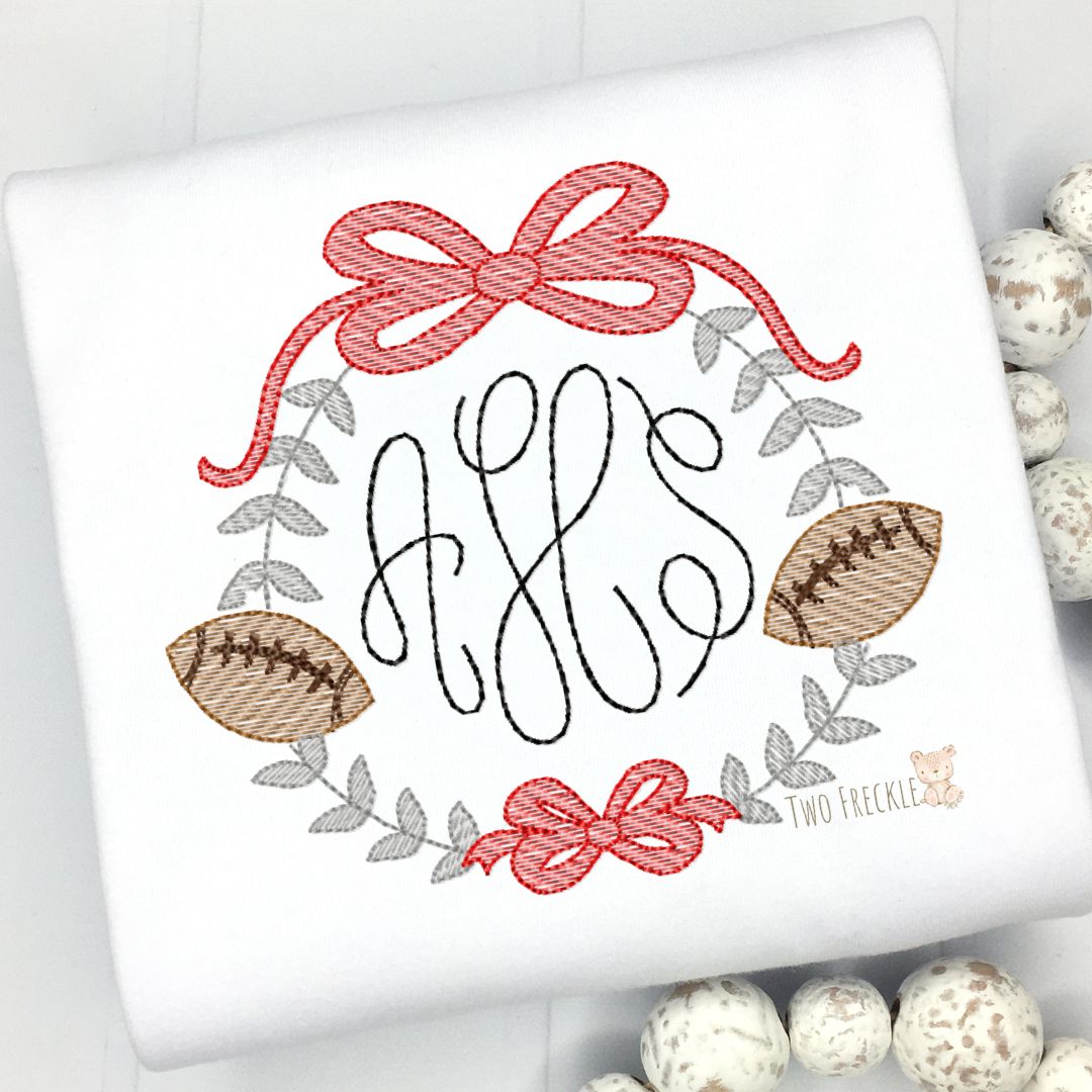 Football Monogram Frame Embroidered Shirt – Two Freckle