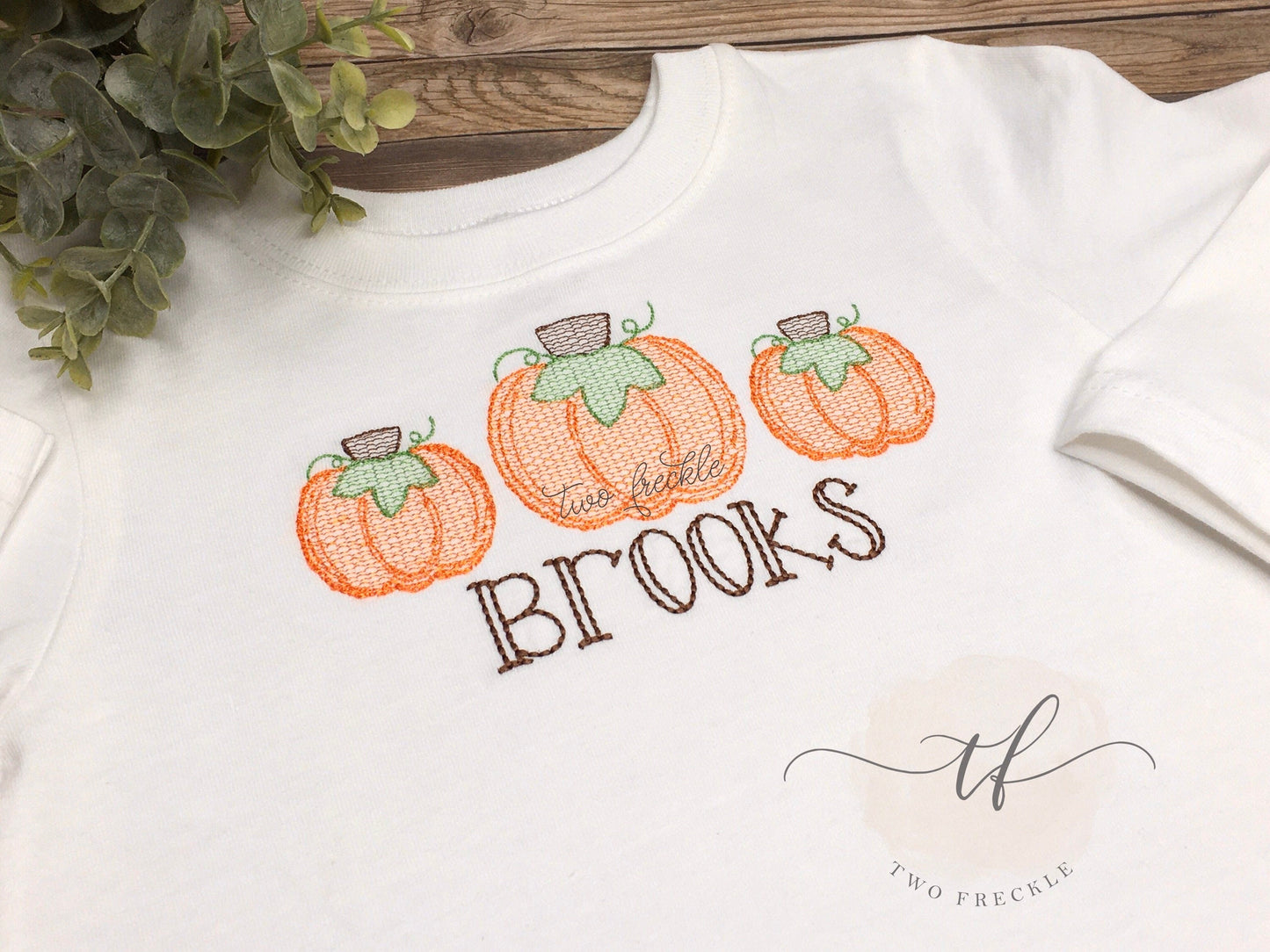 Chunky Pumpkin Trio Embroidered Shirt