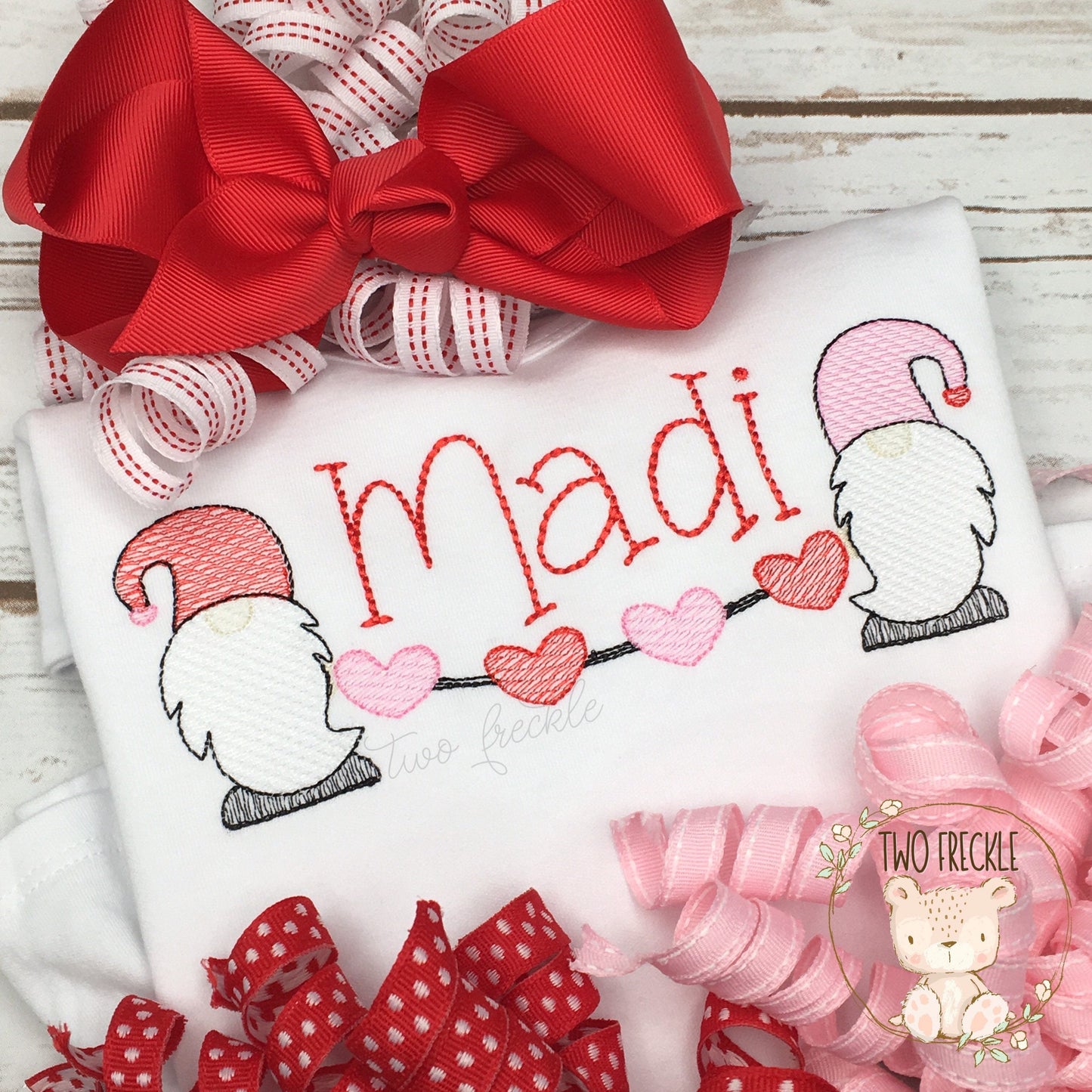 Gnome Heart Bunting Embroidered Shirt