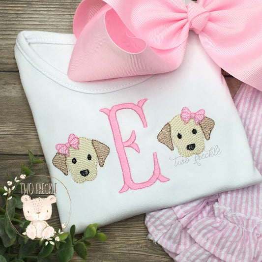 Puppy Dog Monogram Embroidered Shirt