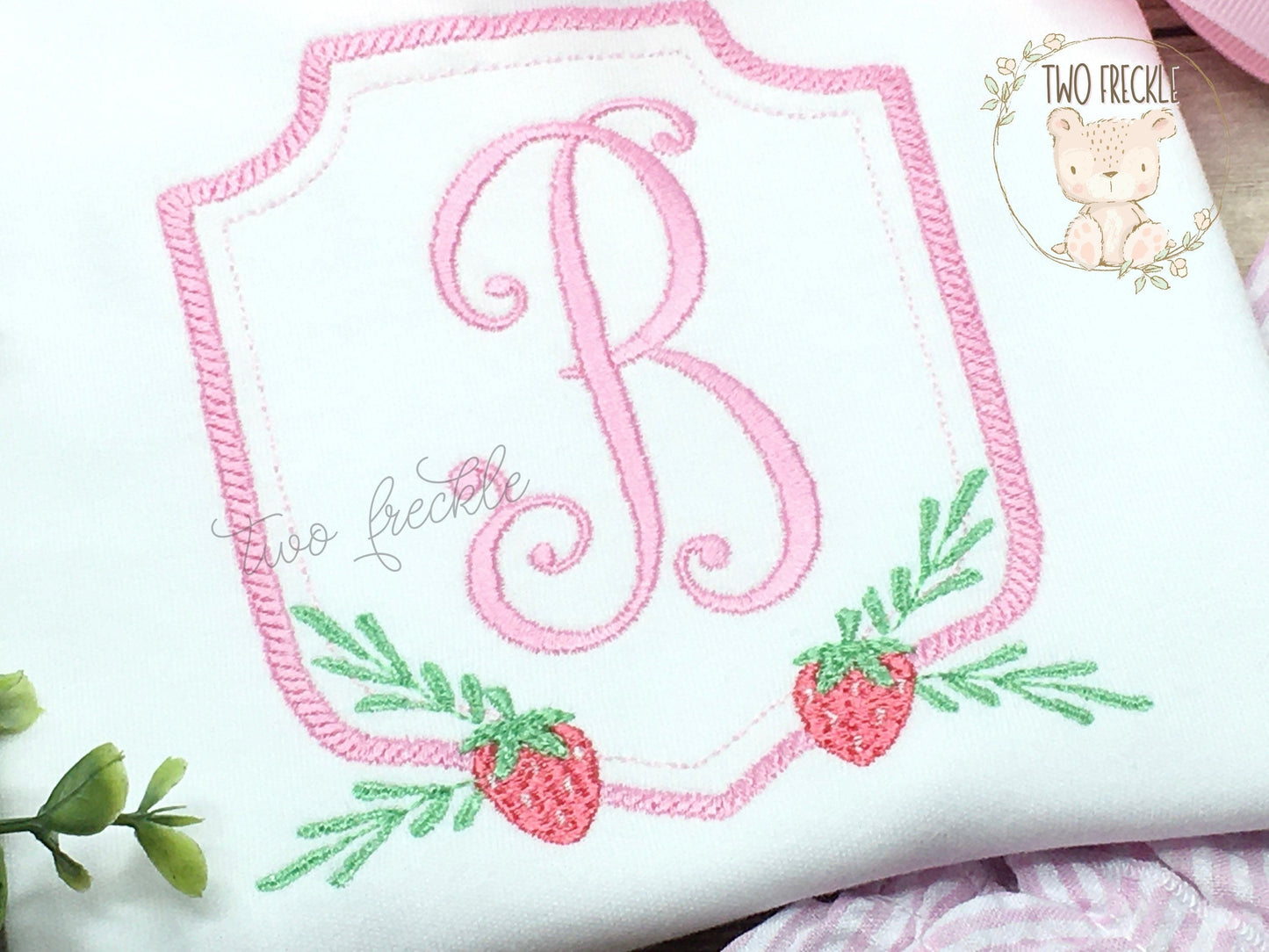 Strawberry Crest Monogrammed Shirt