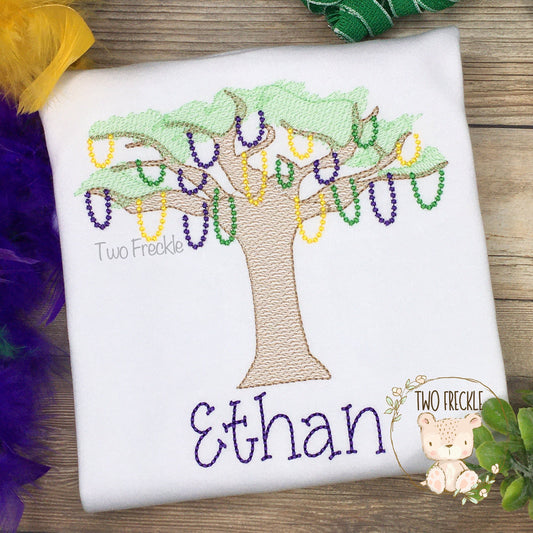 Tree with Hanging Beads Embroidered Shirt