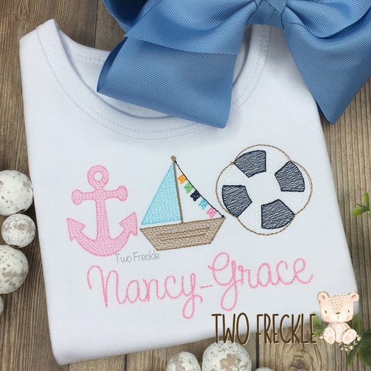 Pink Anchor, Sailboat, Life Preserver