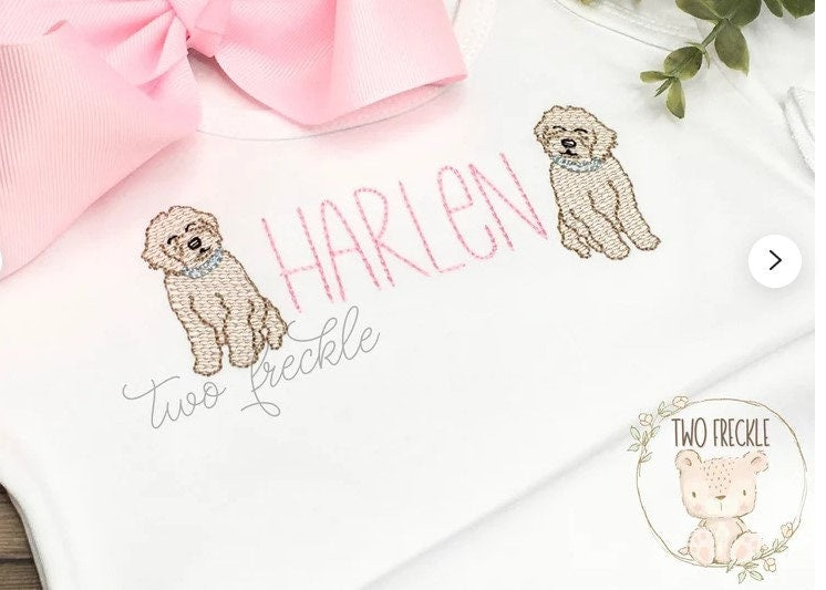 Golden Doodle Shirt, Personalized Dog Shirt, Labradoodle Monogram Bodysuit, Puppy Gift