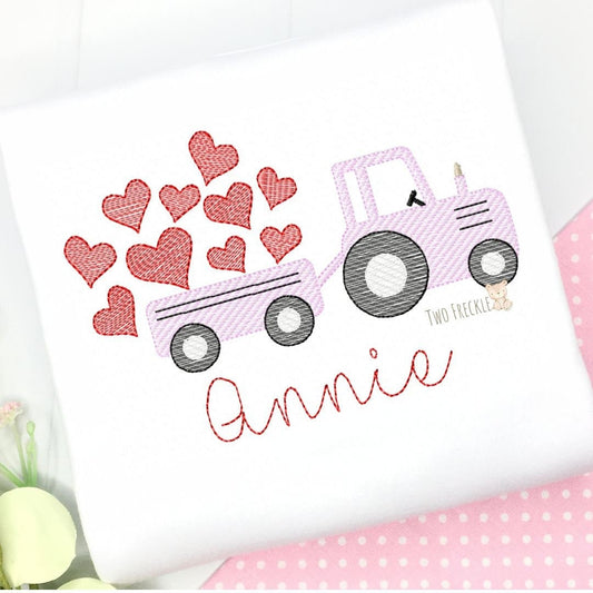 Girls Valentine's Day Tractor Shirt