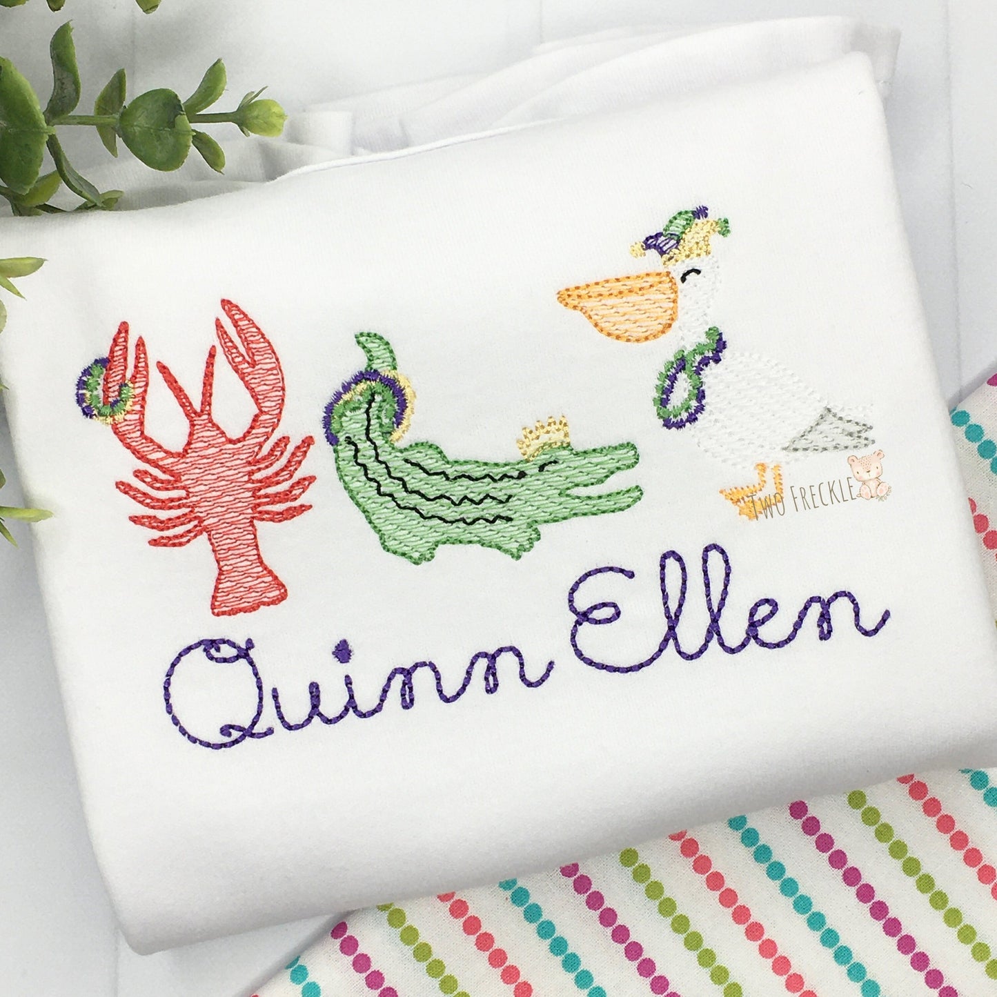 Gator, Pelican, Beads, Crawfish Shirt