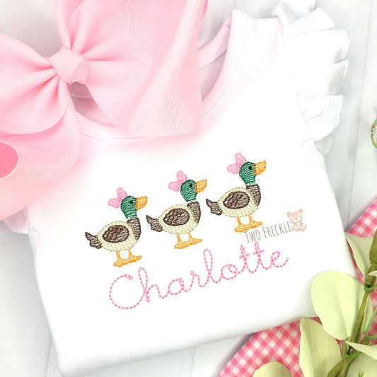 Girls Personalized Duck Trio Shirt