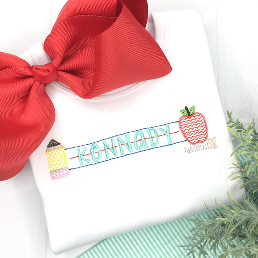 Pencil Apple Name Tag