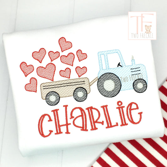 Boys Valentine's Day Tractor Shirt