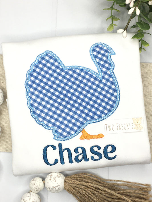 Turkey Silhouette Light Blue Applique