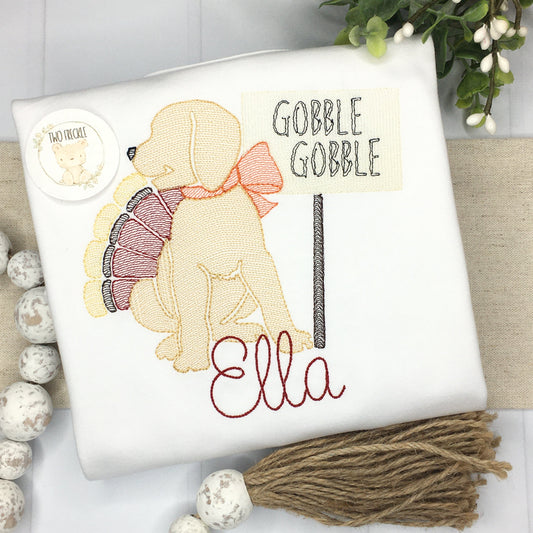 Turkey Dog Thanksgiving Embroidered Shirt