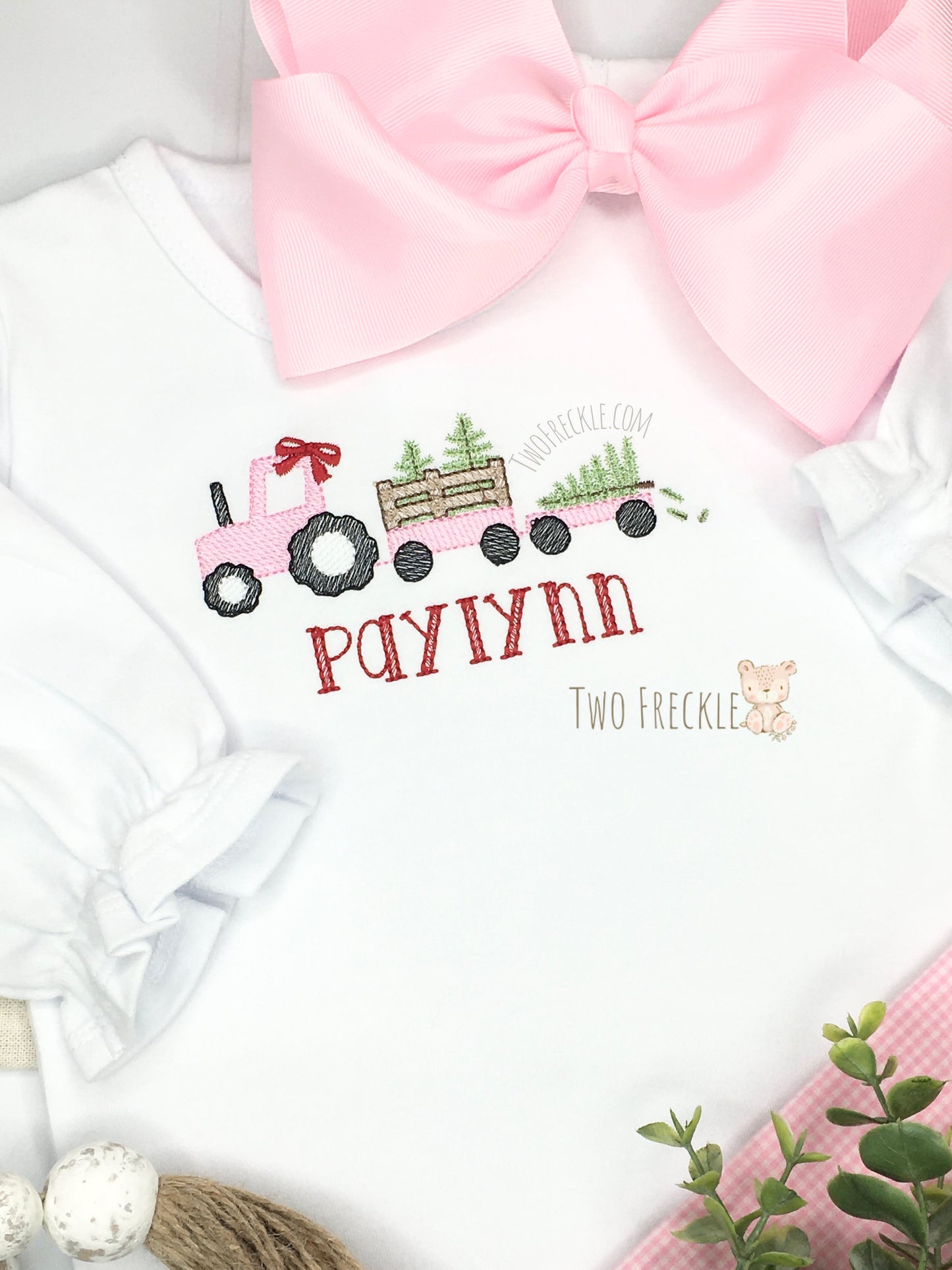 Tractor with Christmas Tree Shirt