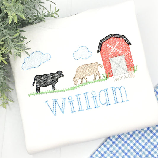 Two Cows on a Farm