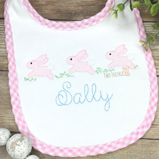 Girls Personalized Easter Bunny Trio Bib
