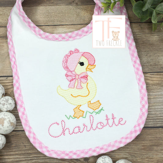 Precious Easter Duck Embroidered Bib