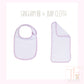 a baby bib and burp cloth are shown