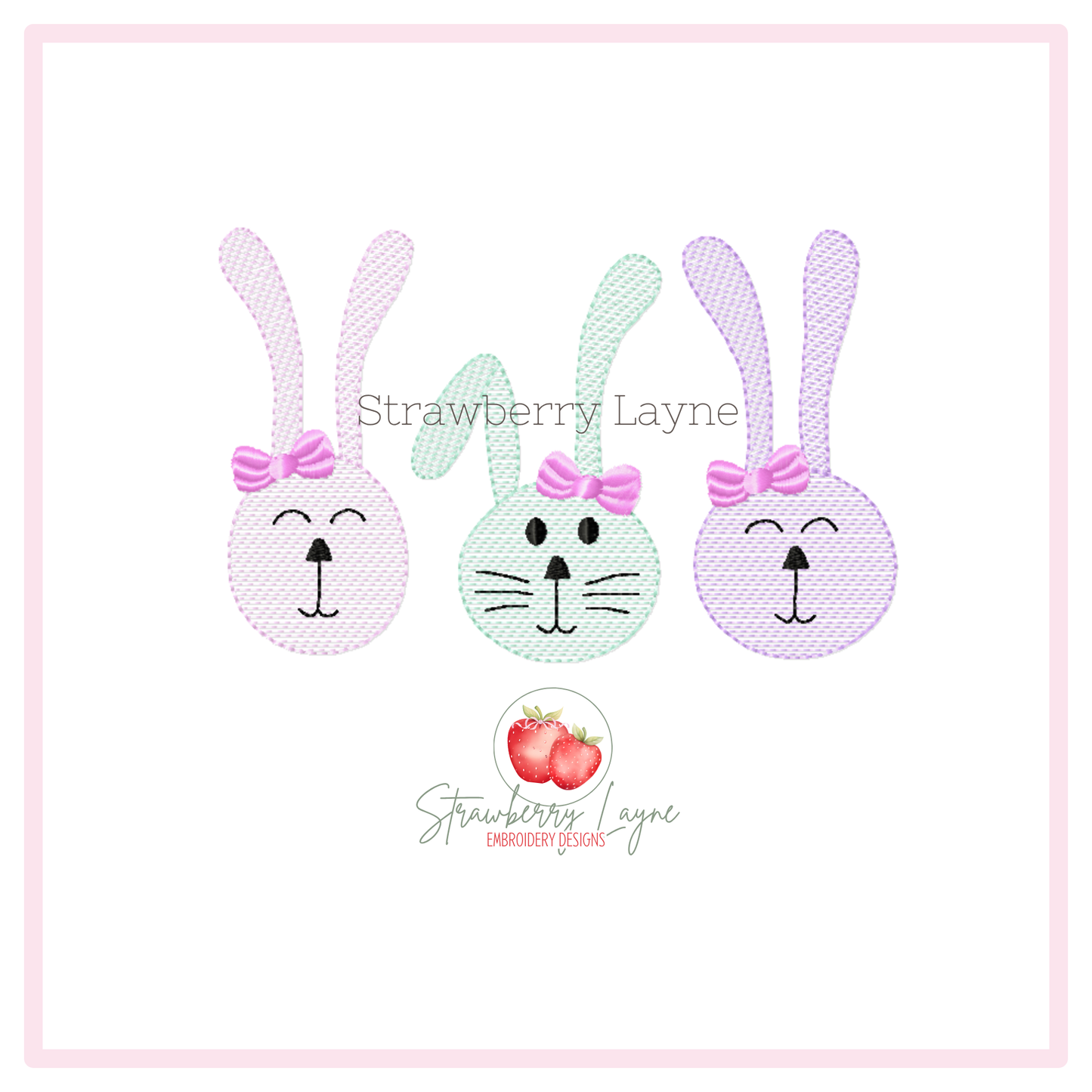 Girls Silly Easter Bunny Trio Embroidered Shirt