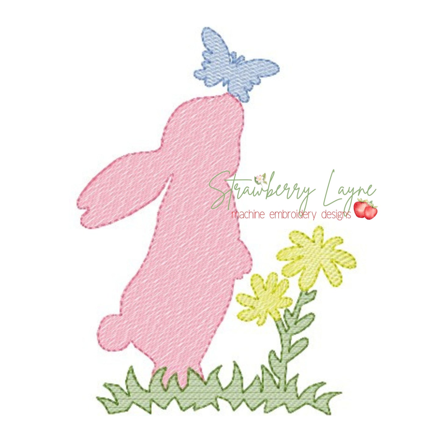 Easter Bunny Smelling Butterfly