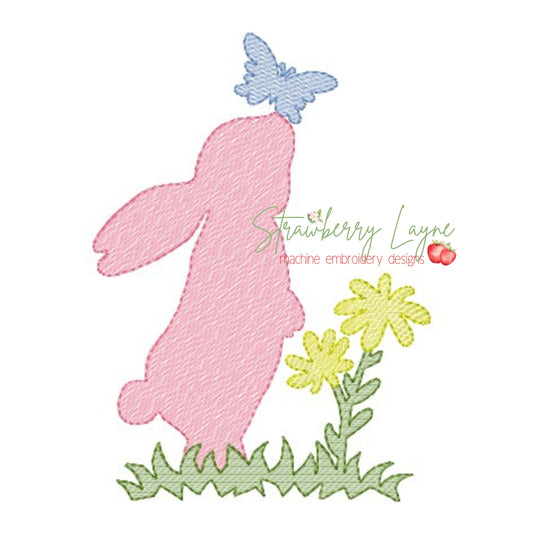 Easter Bunny Smelling Butterfly