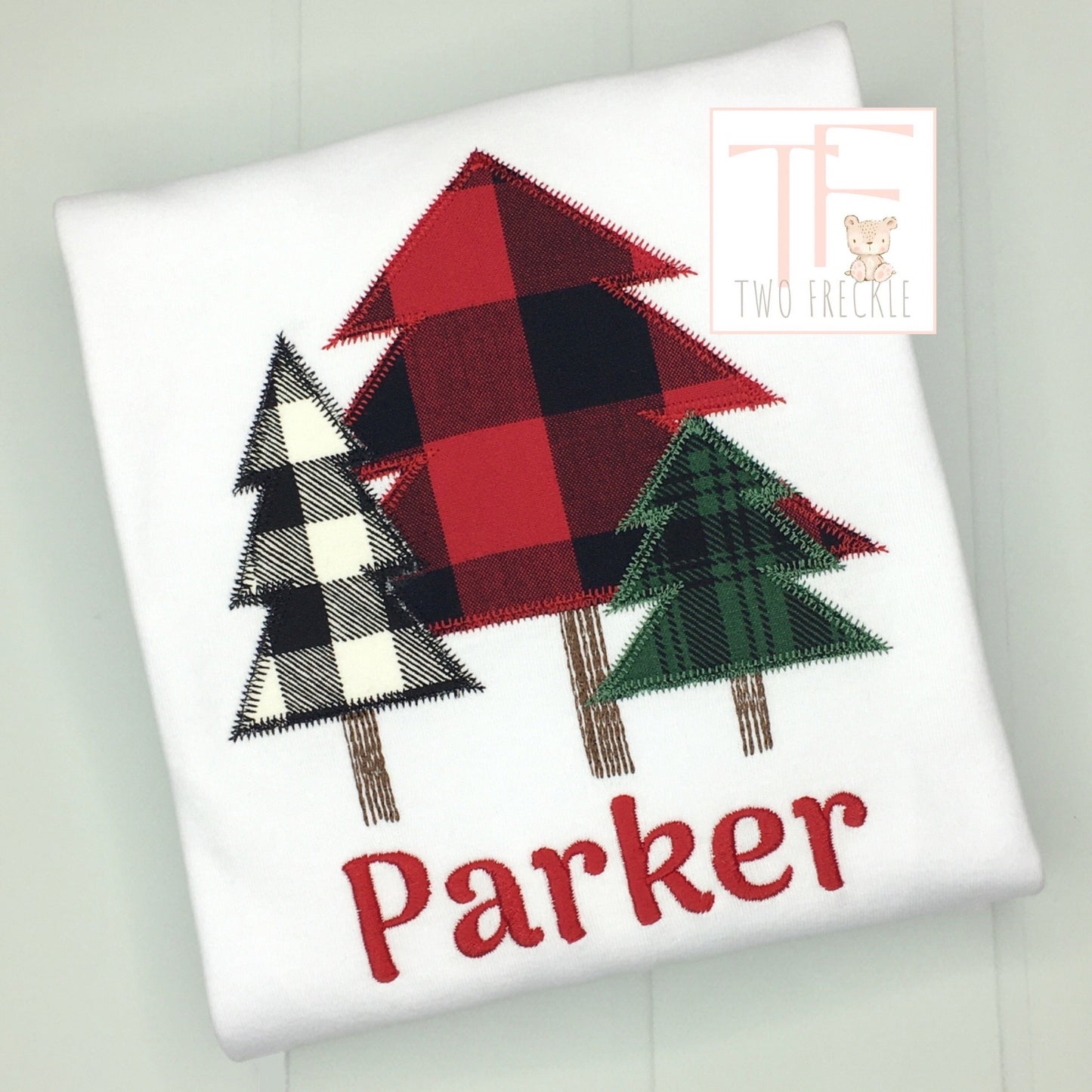Whimsical Woodland Christmas Tree Applique Shirt